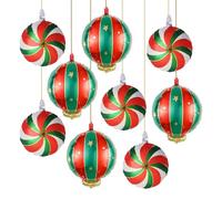 Décorations pour ballons de Noël, 9 pièces rouge, vert, or, jouets innovants - Ballons suspendus en forme de boule avec style - Pour fête de Noël à la maison, célébration, réunion de famille,
