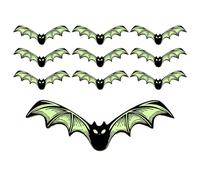 Décorations pour chauves-souris d'Halloween - Battements fluorescents de 10 pièces | Blow in the Dark Adesions | Autocollants muraux 3D en bois flexible | Décorations d'Halloween pour la maison, le