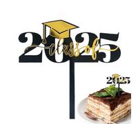 Décorations Pour Cupcakes Promotion 2025,Piques Pour Cupcakes Graduation Noir Et Or | -Dents Décoratifs En Acrylique Accessoires Photo Pour École Classe Maison