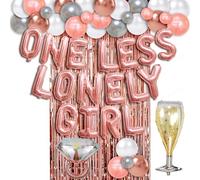 Décorations pour enterrement de vie de jeune fille coquine cadeaux de fête prénuptiale Décorations One Less Lonely Girl Ballons Bannière Ballons décoratifs Or rose Fournitures de fête pour enterrement