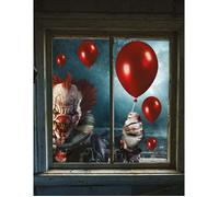 Décorations pour fenêtre clown terrifiant 30 x 40 cm