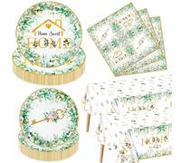 Décorations pour fête d’inauguration - 122 pièces Home Sweet Home, vaisselle de fête, nappe réconfortante, assiettes et serviettes pour inauguration de maison, nouvelle maison, décoration de mariage