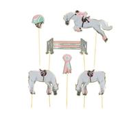 Décorations pour gâteaux Cheval d'amour - PARTY PRO - Lot de 6 - Gris - Blanc
