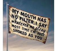 Décorations pour grotte « My Mouth Has No Filter, I Say Whatever No Pleay Most Time I'M Just Shoked As You » Drapeaux pour adolescents Décoration de grotte (152 x 244 cm)