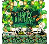 Décorations pour la fête d'anniversaire des reptiles, Comprend la toile de Fond, Nappes, Ballons, Jungle Marais Sauvage Serpents Lézard Alligator Tortue Décorations pour Fête d'Anniversaire d'Enfants