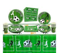 Décorations pour la fête du football, ensemble de vaisselle pour 20 invités comprenant des assiettes à dîner en papier, des assiettes à dessert, des serviettes, des tasses et une nappe