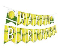 Décorations pour la fête du tennis, bannière de Happy Birthday de tennis Fournitures de d'anniversaire pour amateurs de tennis Décoration pour hommes femmes enfants fête d'anniversaire