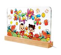 Décorations pour le Nouvel An chinois 2026 | Éclairage d'ambiance LED en acrylique chinois | Enseigne bonne année décoration de table pour maison, chambre, salon, école, hôtel, fête de printemps