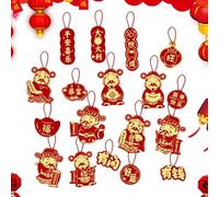 Décorations pour le Nouvel An Chinois 2026 - Ornement Pendentif - Ensemble de 18 Pièces d'Ornements Chinois,pour Fournitures de Fête, Vacances, Salon, Festival du Printemps, Mur et