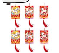 Décorations pour Le Nouvel an Chinois | 6 pièces Rouge Vietnamien 2026, Année du Cheval Décoration Papier - pour en Pot, bibliothèque, Maison, Ouverture de Porte, Mur, fenêtre, Porte