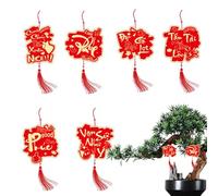 Décorations pour le Nouvel An vietnamien | Décorations de vacances | Décoration festive du Nouvel An | Lot de 6 pendentifs porte-bonheur | Décoration de Nouvel An 2025 avec corde pour