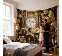 Décorations Pour Le Réveillon Du Nouvel An - Toile de en Or 2026 210x150 cm,Panneau Mural Décorations de Nouvel An,Pour Intérieur Extérieur Noël Maison Bureau École Boutique Ferme Bar Photographie