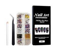 Décorations pour ongles - Grand kit avec une variété de formes en strass et cristaux - Breloques pour ongles et pierres précieuses avec pince à épiler - Pour le design acrylique, l'art de manucure et