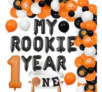 Décorations pour premier anniversaire de la recrue de l'année, bannière « My Rookie Year First Birthday » Ballons en latex sur le thème du premier anniversaire pour garçon