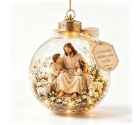 Décorations pour sapin de Noël, crèche, 9 cm | Décoration de sapin de Noël de 9 cm avec étiquette de verset de la Bible, pour fenêtre, cheminée, église, cadeau de vacances