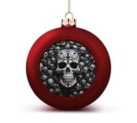 Décorations pour sapin de Noël, ensemble de décoration de boule de Noël, tête de mort noir et blanc, décoration d'arbre de Noël pour décoration de vacances