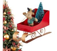 Décorations pour Sapin - Décor De Traîneau De Noël Tenant Un Arbre - Pendentif en Fer pour Intérieur Extérieur Maison Hiver Mur Porte Table Jardin