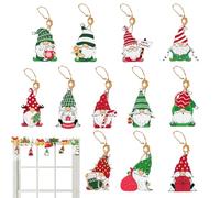 Décorations pour Sapin - Mignon Père Noël Décoratif en Bois,12 Pièces Ornements de Sapin de Noël Suspendus - Décor De Père pour Intérieur Maison Chambre Salon Salle À Manger Cuisine Poignée De Po