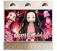 Décorations pour une fête d'anniversaire Nezuko bannière de fond « Joyeux anniversaire » sur le thème des démons 1 5 x 2 1 m