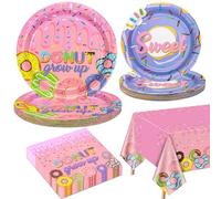 Décorations pour une fête de beignets pour 20 invités, Inclut des assiettes en papier, des serviettes de table et une nappe pour une fête d'anniversaire sur le thème des beignets pour les filles