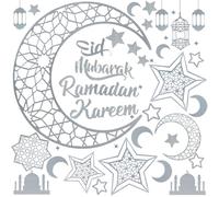 Décorations Ramadan pour la Maison, 3D DIY Eid Mubarak Autocollants Art Décor pour Fenêtre Murale, Ramadan Kareem Lune Étoile Lanternes Décalques Acryliques pour Musulman Al-Fitr Party Supplies