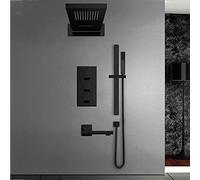 Decorations Robinets de Douche thermostatique Noirs Set Rain Waterfall Head Mur Murder Mixer Bath 4 Way Thermostatic Shower Robinet Beautiful