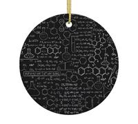 Décorations rondes en céramique abstraite, science, chimie, Noël, décorations rondes en céramique imprimées adaptées pour les fêtes de vacances et les décorations de cheminée