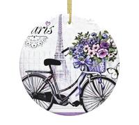 Décorations rondes en céramique avec inscription « Love on the bike » pour les fêtes de fin d'année et les décorations de cheminée