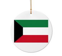 Décorations rondes et plates à suspendre avec drapeau koweïtien pour Noël, hiver, Nouvel An
