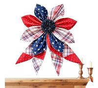 Décorations rouges, blanches et bleues | Couronne d'arc vintage patriotique - 4 juillet - pour porte d'entrée, cheminée, intérieur ou extérieur, salon, mur, jardin, printemps