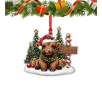 Décorations saisonnières en acrylique 2D de Noël Highland | Pendentif des hautes terres pour arbre de Noël intérieur hôtel chambre salon