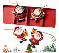 Décorations Sapin Noël Ensemble 4 Pièces - Pendentif Père Noël Résine 3.5 Pouces | Ornements Bonhomme Neige | Accessoires Ambiance Fêtes, Décor Suspendu Intérieur Extérieur pour Jardin & Salon