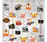 Décorations Soirée Cinéma, 57pcs Décoration en Spirale Fête à Thème Cinéma/Tourbillons à Suspendre sur le Thème du Film pour Fête de Cinéma
