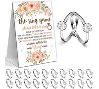 Décorations sur le thème de la fête prénuptiale, jeu « Don't Say Bride », jeux de fête prénuptiale, fête de mariage, jeux de fête de fiançailles (1 panneau et 50 anneaux diamant en plastique) - 2