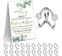 Décorations sur le thème de la fête prénuptiale, jeu « Put A Ring On It », « Don't Say Bride Games », « Bridal Shower », « Wedding Shower », « Engagement » (1 panneau et 50 bagues en diamant en