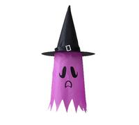 Décorations Suspendues Chapeaux de sorcière d'Halloween phosphorescents à suspendre avec breloques citrouilles, accessoires de fête pour décorations intérieures et extérieures ( Purple, 76x37cm)