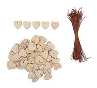Décorations suspendues en forme de cœur avec artisanat en bois, 100 pièces