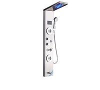 Decorations Système LED Panneau léger Cascade Pluie Set Spa Massage Bain Jet Baignier Colonne de Douche Boucheur Tap Tour, Nickel brossé 9001 Beautiful