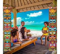 Décorations Tiki - Bannier Hawaiian, Décors Island, Bannière De Fête | Signe Du Porche De Style Moana Festif Avec Graphiques Totémiques Tribaux, Feuilles De Palmier Tropicales, Fond Suspension