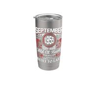 Décorations vintage pour anniversaire de septembre 1955 Gobelet isotherme en acier inoxydable double paroi