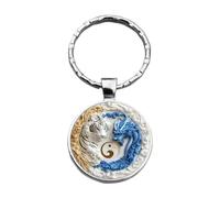Decorative Bag Charm - Dragon Tiger Pattern Jewelry Keychain | 2D Accessory for Women Men, Backpack Purse Ornament, Chinese New Year Party Favor, Stylish Pendant for Daily Fashion Use