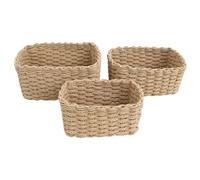 Decorative Basket Set - 3 Piece Handwoven Paper Rope Bins, Vintage Burlap O