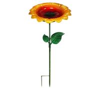 Decorative Bird Bath, Sunflower Garden Decor, 7.87x25.2 inches Bath Stand with Sturdy Build, Weatherproof Metal Feeding Tray, Bird Basin with Elegant Style, Pet Accessory for Patio and Lawn