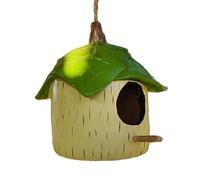 Décorative Bird Houses, Handmade Resin Birdhouse, Sunproof Birdhouse for Garden, Resin Outdoor Birdhouse with Twine, Bird House with Sheltered Design, Sunproof Birdhouse for Garden Decor
