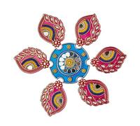 Decorative Blue & Pink Flower Design Floor Rangoli/Home Decor/Decoration/Gift for Home/Interior Handcrafted/Floor Stickers/Wall Stickers/Wall diwali Decoration/Floor Decoration/Gift Small Rangoli 8"