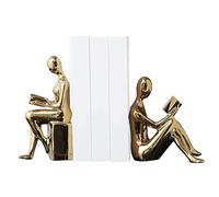 Decorative Bookends, Abstract Figurine, Heavy-Duty,2X Abstract Figurine Design Decorative Book Ends Supports for Shelves Heavy Duty | Non-Skid Ceramic Modern Bookends Book Supports for Cooking Lover