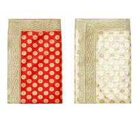 Decorative Chunari Artificial silk Pooja Chunari(Size:-40"X20") Chunni Indian Traditional Festival Laxmi Poojan Navratri Decorations MATA Ki Chunri Statue Chowki Aasan Mat Poster Frame(Red,off-White)