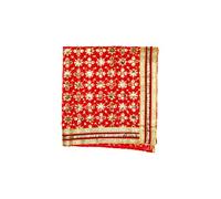 Decorative Cloth Pooja Asaan Mat Backdrop Large Netted Chunari (Size:- 18" x 36") Puja Indian Traditional Festival Laxmi Poojan Navratri Decorations for Statue Chowki Aasan Mat Posters Frame (Red)