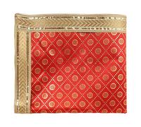 Decorative Cloth Pooja Asaan Mat Backdrop Large (Size:- 36 Inches x 36 Inches) Puja Indian Traditional Festival Laxmi Poojan Navratri Decorations Backdrop Statue Chowki Aasan Mat Posters Frame(Red)