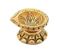 Decorative Diya Deepak Pooja Diya Item Brass Oil Lamp Pooja Indian Traditional Festival Laxmi Poojan New year Decorations Aarti Diya Lighting Accessories Gift Item Lantern Lamp(Size-1"X1.5")(Golden)